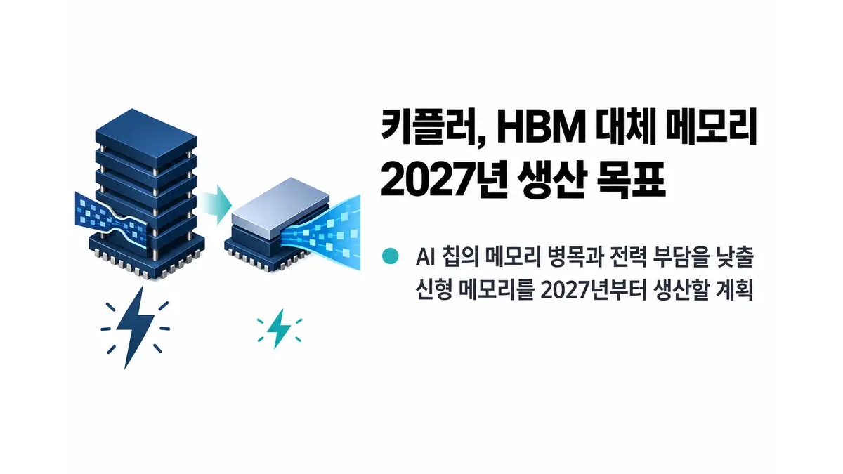 키플러, HBM 대체 메모리 2027년 생산 목표 — 기사 주제를 표현한 AI 생성 개념 삽화