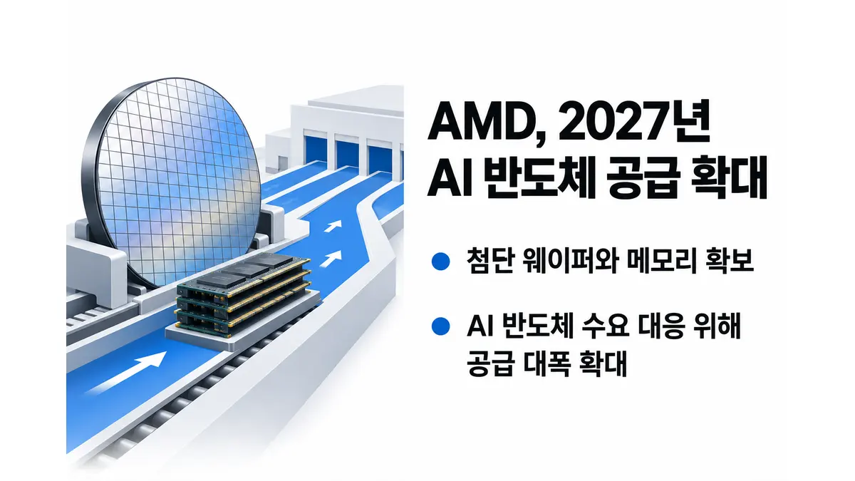 AMD, 2027년 AI 반도체 공급 대폭 확대 — 기사 주제를 표현한 AI 생성 개념 삽화