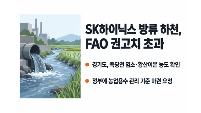 SK하이닉스 방류 하천, FAO 권고치 초과 — 기사 주제를 표현한 AI 생성 개념 삽화