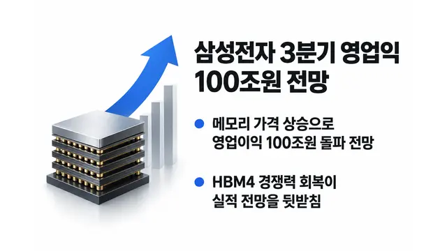 삼성전자 3분기 영업익 100조원 전망 — 기사 주제를 표현한 AI 생성 개념 삽화