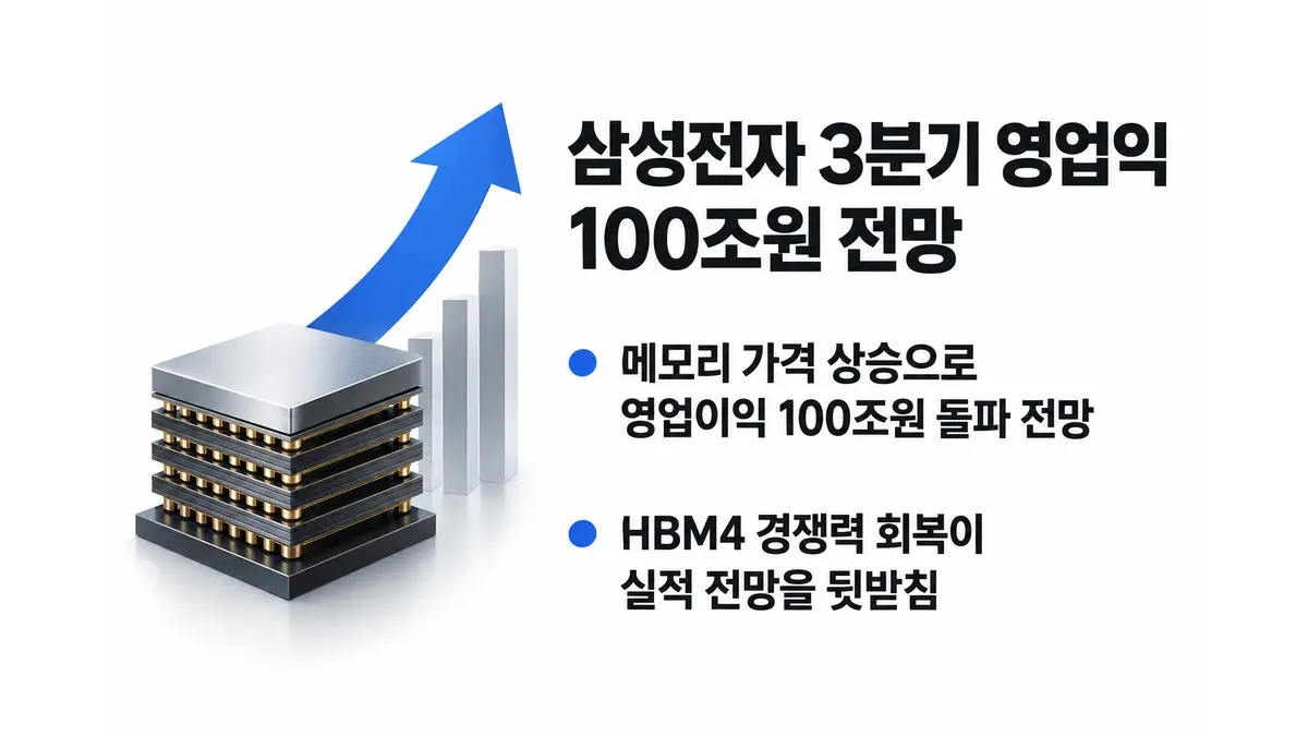 삼성전자 3분기 영업익 100조원 전망 — 기사 주제를 표현한 AI 생성 개념 삽화