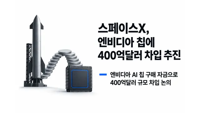 스페이스X, 엔비디아 칩에 400억달러 차입 추진 — 기사 주제를 표현한 AI 생성 개념 삽화