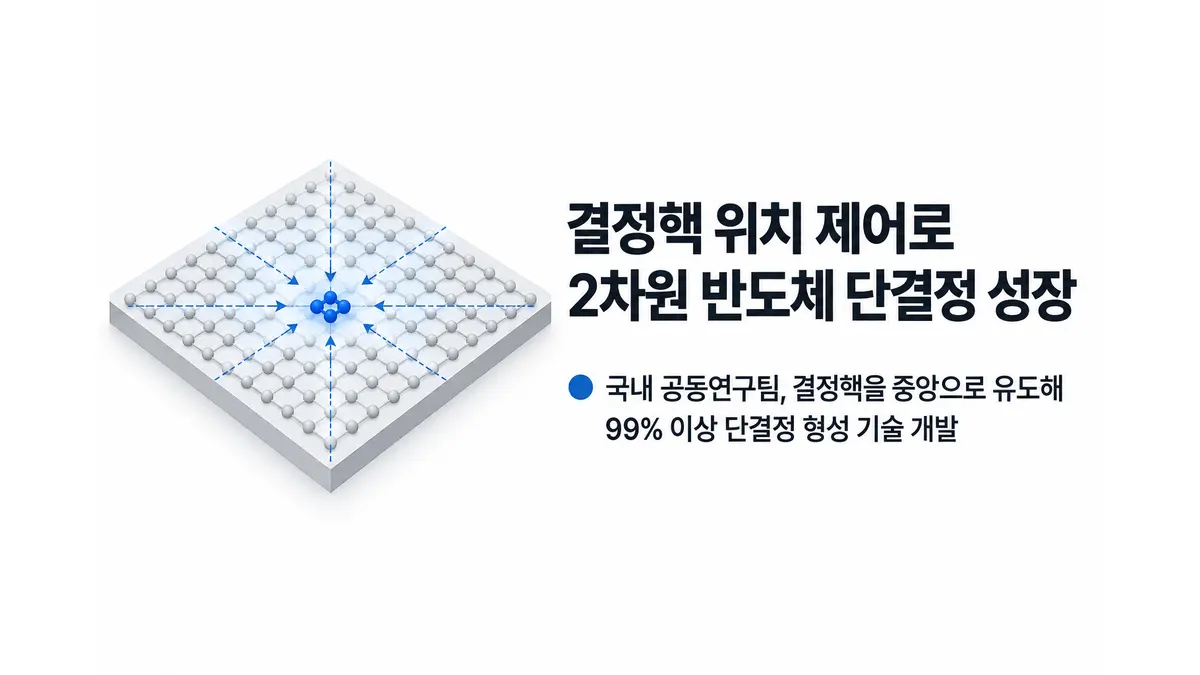 결정핵 위치 제어한 2차원 반도체 성장 기술 — 기사 주제를 표현한 AI 생성 개념 삽화