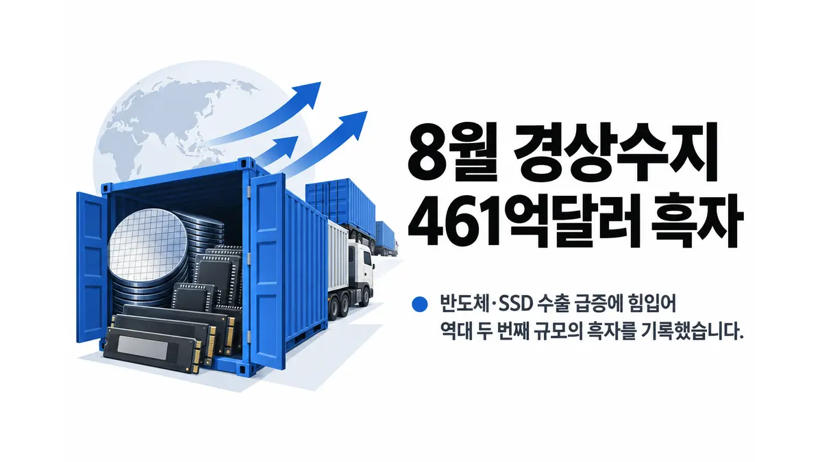 8월 경상수지 461억달러 흑자…역대 2위 — 기사 주제를 표현한 AI 생성 개념 삽화